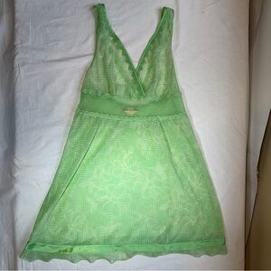 Victoria's Secret Sheer Light Green Lace Lingerie Chemise Slip Dress